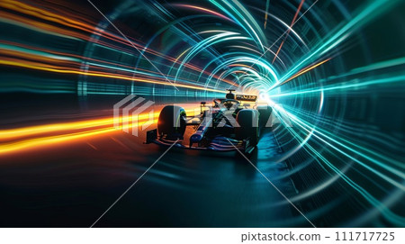 car running through a tunnel of light 111717725