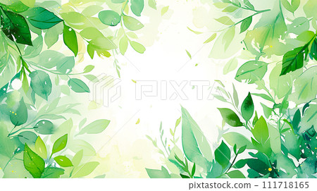 Watercolor frame background of lush fresh greenery "AI generated image" Watercolor frame background of lush fresh greenery "AI generated image" 111718165