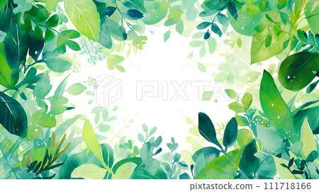 Watercolor frame background of lush fresh greenery "AI generated image" Watercolor frame background of lush fresh greenery "AI generated image" 111718166