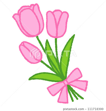 簡單的粉紅色鬱金香花束的插圖 111718300