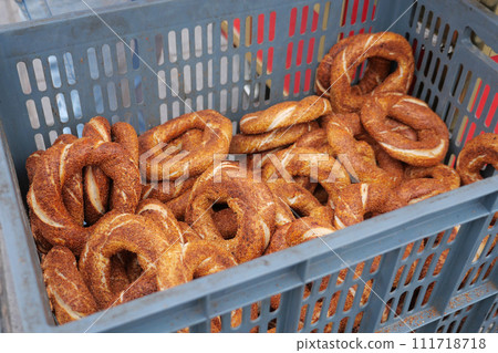 Turkish Bagel Simit selling in a van Turkish Bagel Simit selling in a van 111718718