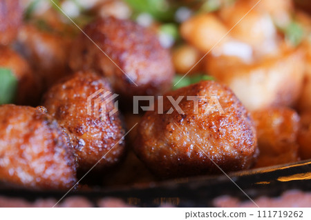 closeup of Turkey Meatballs on a plate  111719262