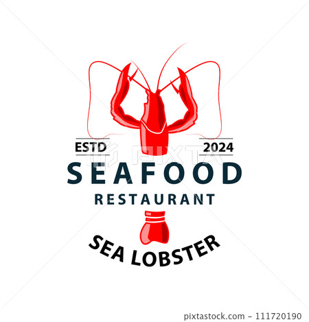 Sea animal lobster logo design vector minimalist vintage retro simple template brand of marine aquaculture and food product 111720190