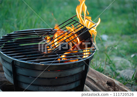 bonfire campfire copy space burning camping 111720526
