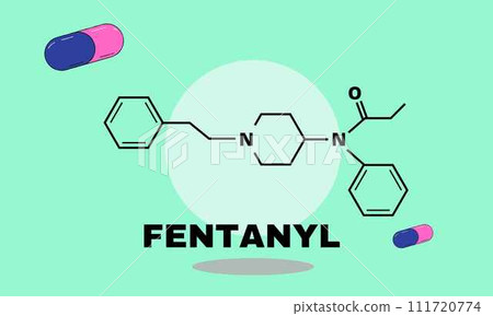 Fentanyl painkiller vector illustration Fentanyl painkiller vector illustration 111720774