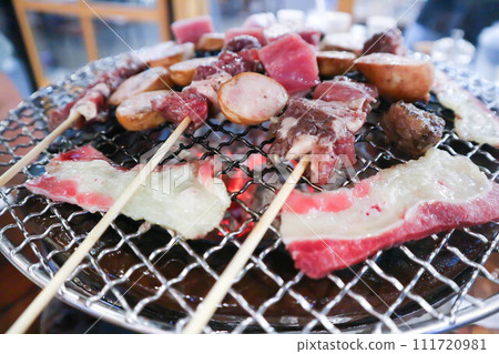 barbecued beef or grilled beef on the broiler barbecued beef or grilled beef on the broiler 111720981