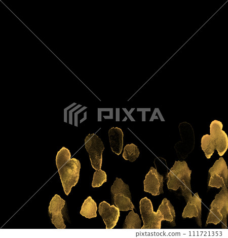 黑色背景上隨機排列的金色水彩點的背景插圖 黑色背景上隨機排列的金色水彩點的背景插圖 111721353