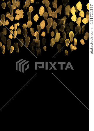 Background illustration of gold-like watercolor dots arranged randomly on a black background 111721357