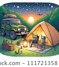 A man camping solo at a solo camp 111721358