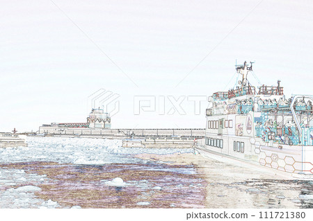 Pastel style "Okhotsk Tower and drift ice icebreaker Hokkaido" illustration image Pastel style "Okhotsk Tower and drift ice icebreaker Hokkaido" illustration image 111721380