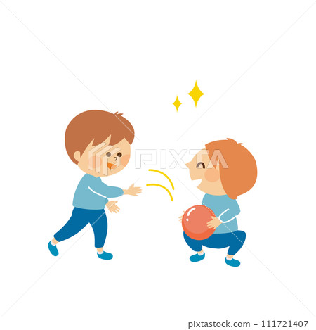 Children playing with balls cute illustration material 111721407