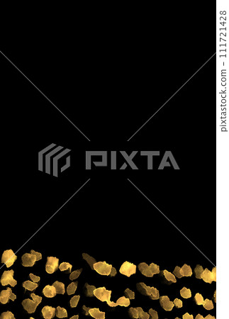 Background illustration of gold-like watercolor dots arranged randomly on a black background 111721428