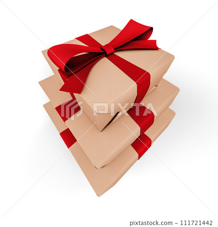 Gift Box. Template for Present, Valentine, Birthday or Wedding Banners. 3D Illustration. File with Clipping Path. 111721442