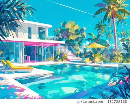 Scenery with pool, summer resort, tropical country Scenery with pool, summer resort, tropical country 111722188