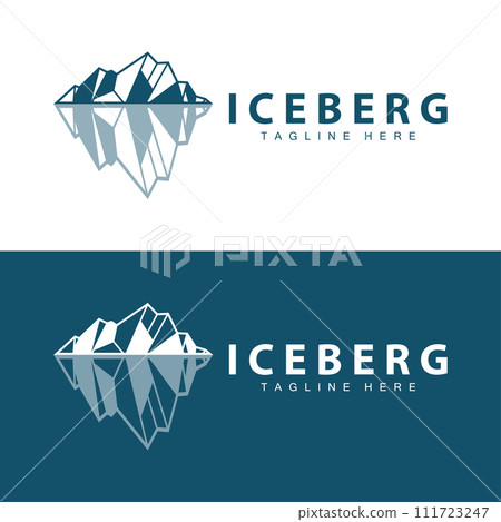 Iceberg Logo, Antarctica Logo Design, Simple Nature Landscape Vector Illustration Template 111723247