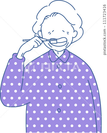 Elderly people brushing their teeth Elderly people brushing their teeth 111723416