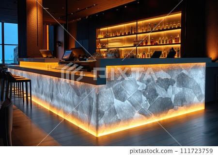 AI-generated content. Counter bar in luxury lounge. Generative AI AI-generated content. Counter bar in luxury lounge. Generative AI 111723759