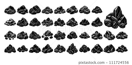 Collection of stone rock silhouette illustration design 111724556