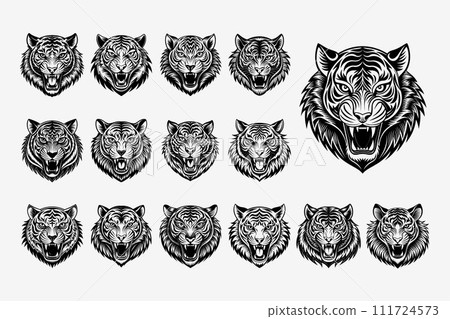 Different face of tiger illustration design set 111724573