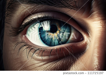 Futuristic woman eye display cyberspace concept science. AI generative 111725197