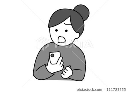 A simple illustration of a woman holding a smartphone and arguing A simple illustration of a woman holding a smartphone and arguing 111725555