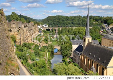 The Grand Duchy of Luxembourg, a country in the Benelux, the capital of world cultural heritage, the Bock Battery and the Saint-Jean Church in Grund The Grand Duchy of Luxembourg, a country in the Benelux, the capital of world cultural heritage, the Bock Battery and the Saint-Jean Church in Grund 111725644