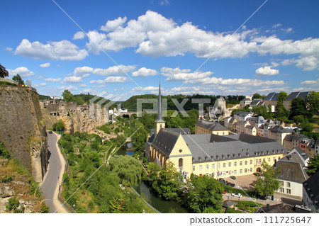 The Grand Duchy of Luxembourg, a country in the Benelux, the capital of world cultural heritage, the Bock Battery and the Saint-Jean Church in Grund The Grand Duchy of Luxembourg, a country in the Benelux, the capital of world cultural heritage, the Bock Battery and the Saint-Jean Church in Grund 111725647