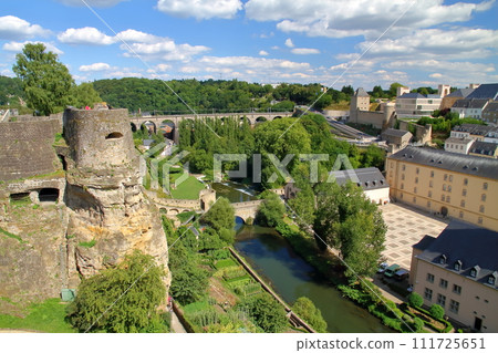 The Grand Duchy of Luxembourg, a country in the Benelux, the capital of world cultural heritage, the Bock Battery and the Saint-Jean Church in Grund The Grand Duchy of Luxembourg, a country in the Benelux, the capital of world cultural heritage, the Bock Battery and the Saint-Jean Church in Grund 111725651