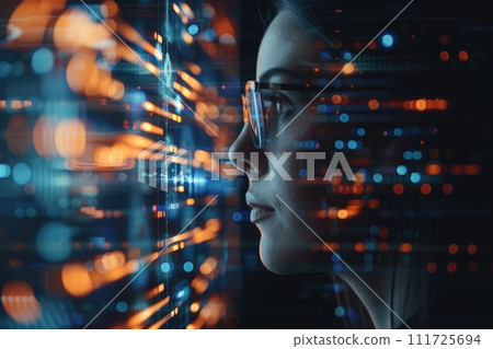 AI-generated content. Cyber security network background. Internet futuristic technology networking. Generative AI 111725694