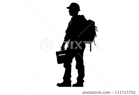 Silhouette Contractor site worker vector illustration, Set contractor worker activity silhouette vector illustration. Silhouette Contractor site worker vector illustration, Set contractor worker activity silhouette vector illustration. 111725702