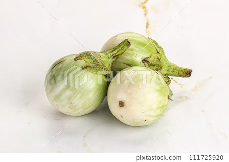 Raw green round eggplant vegetable Raw green round eggplant vegetable 111725920
