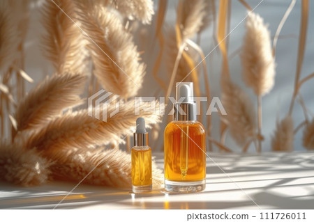 AI-generated content. Serum glass bottle and skincare. cosmetic concept. Generative AI 111726011