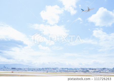 Clear blue sky and Fukuoka Airport 111726263