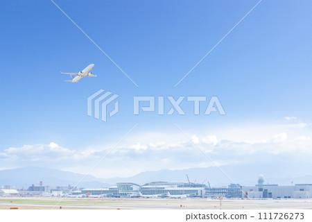 Clear blue sky and Fukuoka Airport 111726273
