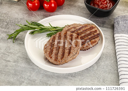 Grilled two beef burger cutlet 111726391