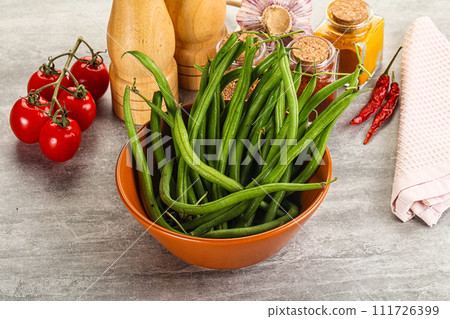 Raw green bean string uncooked Raw green bean string uncooked 111726399