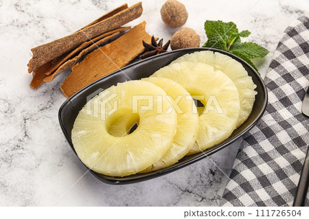 Sweet Canned pineapple in the bowl 111726504