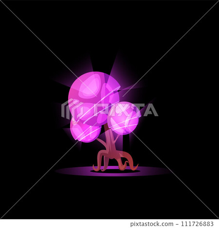 A magical tree with glowing leaves, perfect for a fantasy design. Vector illustration. A magical tree with glowing leaves, perfect for a fantasy design. Vector illustration. 111726883