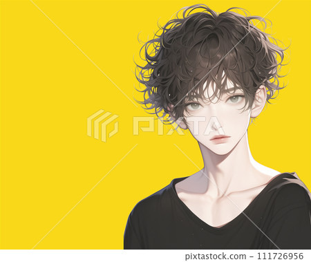 一個有著微捲的混搭頭髮的男孩（AI 生成的圖像） 111726956