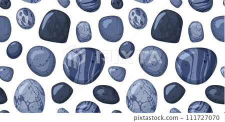 Seamless pattern with grey pebbles or natural stones with speckled and striped marble textures, vector glossy granite Seamless pattern with grey pebbles or natural stones with speckled and striped marble textures, vector glossy granite 111727070