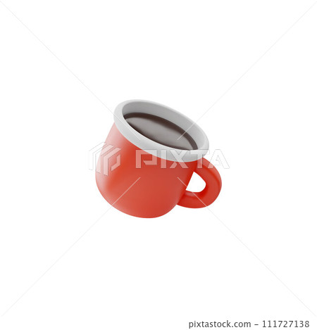 Red metal mug with beverage 3D style, vector illustration 111727138