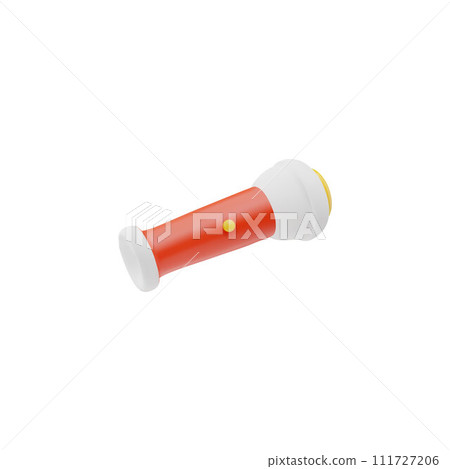 Vector 3D illustration of a battery-powered flashlight body with a side view. 111727206