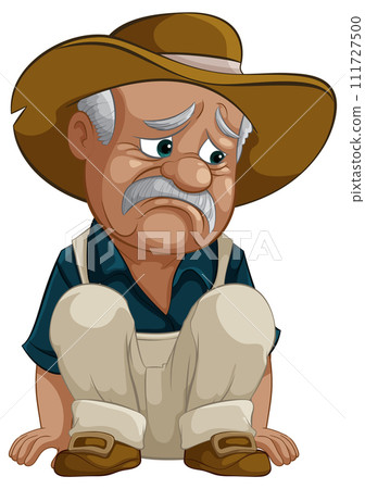 Sorrowful Cowboy in Thoughtful Pose 111727500