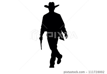 Silhouette of cowboys walking, Cowboy in various action, cowboys walking vector Silhouette of cowboys walking, Cowboy in various action, cowboys walking vector 111728002