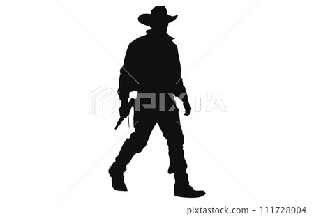 Silhouette of cowboys walking, Cowboy in various action, cowboys walking vector Silhouette of cowboys walking, Cowboy in various action, cowboys walking vector 111728004
