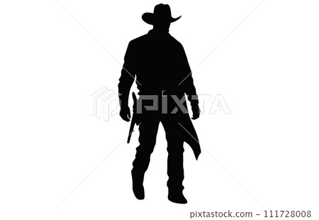 Silhouette of cowboys walking, Cowboy in various action, cowboys walking vector Silhouette of cowboys walking, Cowboy in various action, cowboys walking vector 111728008