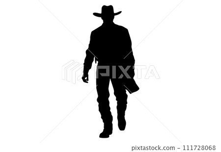 Silhouette of cowboys walking, Cowboy in various action, cowboys walking vector Silhouette of cowboys walking, Cowboy in various action, cowboys walking vector 111728068