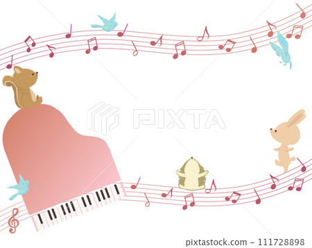 pink piano and animals frame pink piano and animals frame 111728898