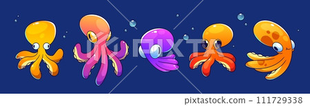Cute childish octopus cartoon character underwater 111729338