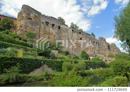 The Grand Duchy of Luxembourg, a country in the Benelux, the capital of world cultural heritage, the Bock battery seen from Grund (lowland) The Grand Duchy of Luxembourg, a country in the Benelux, the capital of world cultural heritage, the Bock battery seen from Grund (lowland) 111729689